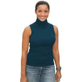 Sunfaynis Women's Soft Cotton Mock Turtleneck Shirt Baselayer Tops Underwear Shirt (Dark Cyan, XL)