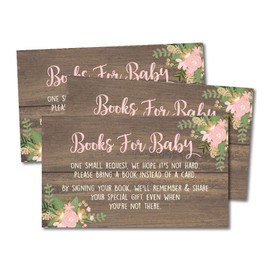 25 Book Request Baby Shower Guest Book Alternative - Deer Baby Shower Invitation Inserts, Books For Baby Shower Request Cards, Bring A Book Instead Of A Card, Baby Shower Book Request For Girls