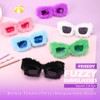 FEISEDY Sunglasses Women Fuzzy Square Cat Eye Sun Glasses Punk