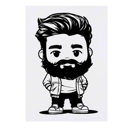 'Hipster Chibi Man' Temporary Tattoo - Water Resistant, Skin-Safe, Non-Toxic Transfer (TO00083357)