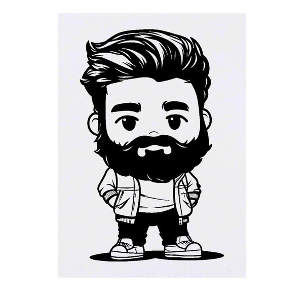 'Hipster Chibi Man' Temporary Tattoo - Water Resistant, Skin-Safe, Non-Toxic