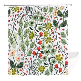 Get Orange Leaves Green trees Red Flower Fruit Leaves Flower Bathroom Shower Curtain 72x72 Inches