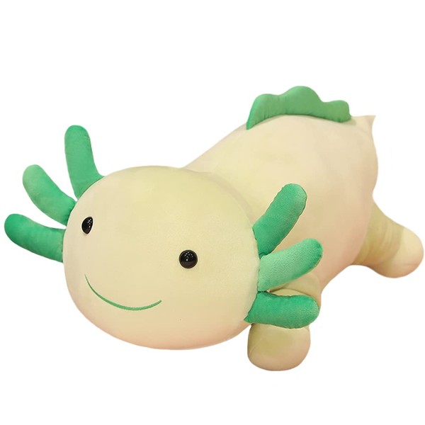 ELAINREN Ultra Soft Green Axolotl Stuffed Throw Pillow, PP Cotton Salamander Plush Hugging Pillow, Big Ambystoma Creepy Amphibians Plushie Cushion Decor Gifts,23.6''