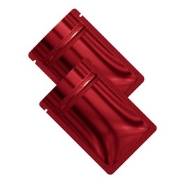 Double-Sided Glossy Red Resealable Zipper Seal Lock Packaging Flat Smell Proof Bags for Small Business, Home Use, Food Packaging, Beauty Storage Bags (100, 2.36 inch x 3.54 inch)