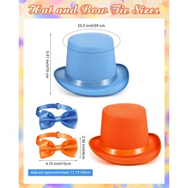 Geyoga 6 Pcs Women Blue and Orange Top Hat Costume Include Bow Tie and 5 Layered Tutu Skirt Tall Hat Female Novelty Cosplay Costume for Women Funny Party Cosplay