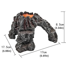 AIMALL Creative Resin Volcanic Eruption Aquarium Ornament with Air Bubble Stone Landscape Decoration for Fish Tank Shrimp Cave Reptile Terrarium 6.7x6.8x3.3in