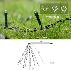 SALCAR Christmas Tree Lights, 2m x 8 Strands 280 LEDs Fairy Lights for 6-8ft Christmas Tree, Easy to Install Tree Decoration Light String for Indoor and Outdoor, 8 Modes - Warm White