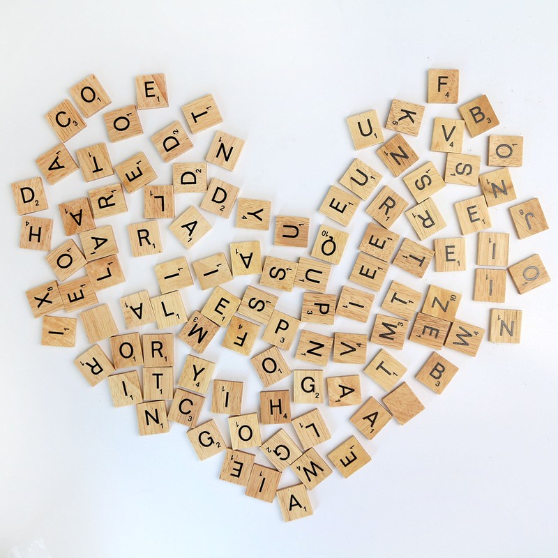 100 standard set of 100 wooden scrabble letter craft tiles