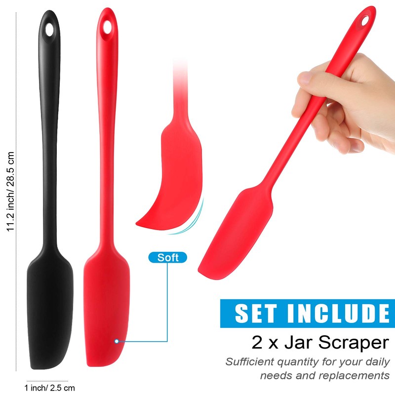 Long Handle Silicone Jar Spatula Non-Stick Rubber Scraper Heat Resistant