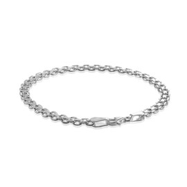 Pulsera de cadena bismark de plata de ley de 4 mm, 7,8 pulgadas, Metal