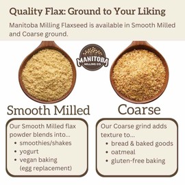 Coarse Ground Flaxseed by Manitoba Milling Co. 454g Bag of Ground Flaxseed Fiber with Protein, Omega 3, Gluten Free, Non-GMO Gourmet Milled Flaxseed for Muffins, Yogurt, Smoothie (454g Coarse Milled)
