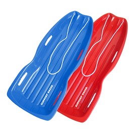 Slippery Racer Slippery Racer Downhill Xtreme Flexible Adults and Kids Plastic Toboggan Snow Sled for up to 2 Riders with Pull Rope and Handles. (RED/Blue, 2)