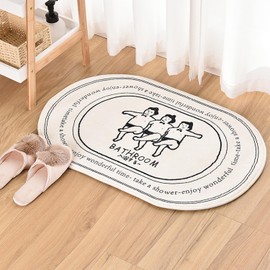 Fun Sumo Bathroom Rug, Black and White Funny Mat for Bath, Water Absorbent Non-Slip Soft Microfiber Shaggy Bathroom Mat, Machine Washable