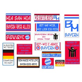 GamesMonkey® - Kit of 15 Ultras Stickers - Bayern - Munich - Football Champion Shield - HD Glossy Vinyl - Made in Italy Waterproof Exterior Interior for Car Motorcycle Motocross Bike Helmet Bumper