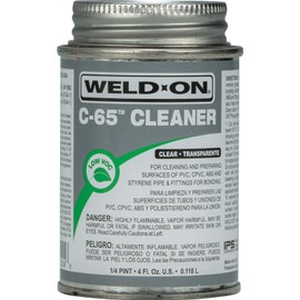 Weld-On 10204 C-65 PVC/CPVC/ABS/Styrene Cleaner - Low-VOC, Clear, 1/4 Pint (4 fl oz)