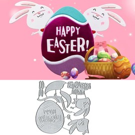 Easter Egg Rabbits Dies Metal Die Cuts, Easter Cutting Dies Cut Stencils for DIY Scrapbooking Cards Photo Album Decorative Embossing Paper Dies for Scrapbooking Card Making