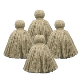 4 PCS Khaki Tassels for Crafts, Handmade Hanging for Pillow Decor, Blanket Decoration Tassels, NO Hanging Rope for Tassel Garland (8cm/3.15 inch)