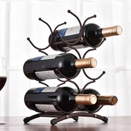 Fantasee Freestanding Wine Racks | Tabletop 6 Bottle Wine Holder | Light Weight Countertop Bottle Rack Novelty Gift for Wine Lover Kitchen Home Decor (6 Bottle)