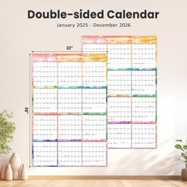 EYROZILL Large Dry Erase Wall Calendar 2025-2026, 32"x48" Vertical Layout, Double-Sided Calendar Whiteboard for Wall, Yearly Planner for Office, Classroom, Home Task Organizer (2025-2026 Jan-Dec)