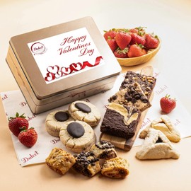 Valentine’s Day Cookie & Brownie Tin - Delicious, Fresh Baked Snacks - Gourmet Chocolate Fudge Brownie - Ideal Gift for Women, Grandmother, Sister, Daughter, Friends