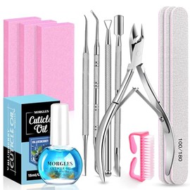 MORGLES Set de Limas Y Pulidores de Uñas, Kit de Manicura para Mujer con Aceite de Cutículas de Arándanos, Kit de Cuidado de Uñas de 13 Piezas con Cor