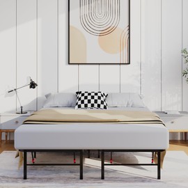 Golden Gate Beds Foldable Metal Bed Frame, Sturdy Iron Platform, No Box Spring Needed, Portable & Collapsible Design, Heavy Duty, Easy Assembly, Under Bed Storage, Noise-Free - Black, Queen Size