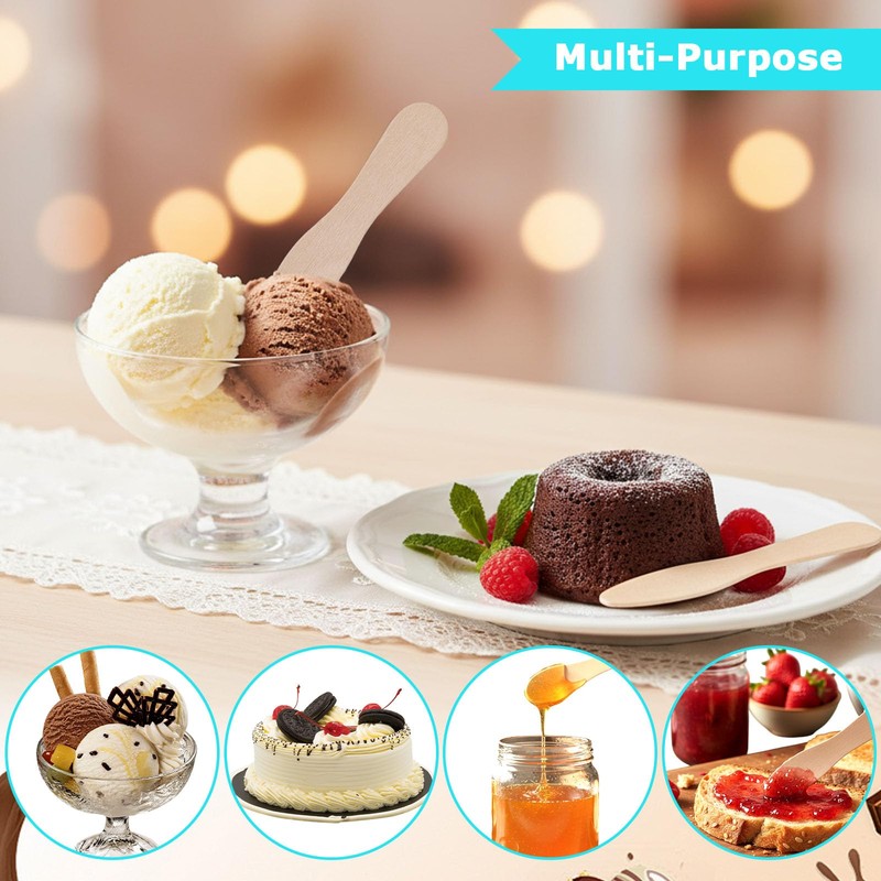 HANSGO 300PCS Small Wooden Spoons, Mini Single-Use Dessert Tasting Spoons,