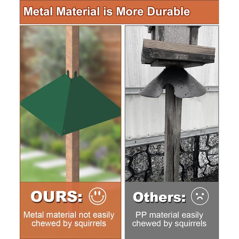 Khordin Metal Squirrel Baffle for 4x4 Post, Outside Wooden Pole