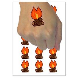Camp Fire Doodle Temporary Tattoo Water Resistant Fake Body Art Set Collection - 54 1" Tattoos (1 Sheet)