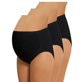 NBB 3 Pack Women's Adjustable 100% Cotton Maternity Underwear HighCut Brief (Medium - 3 Pack, Black)