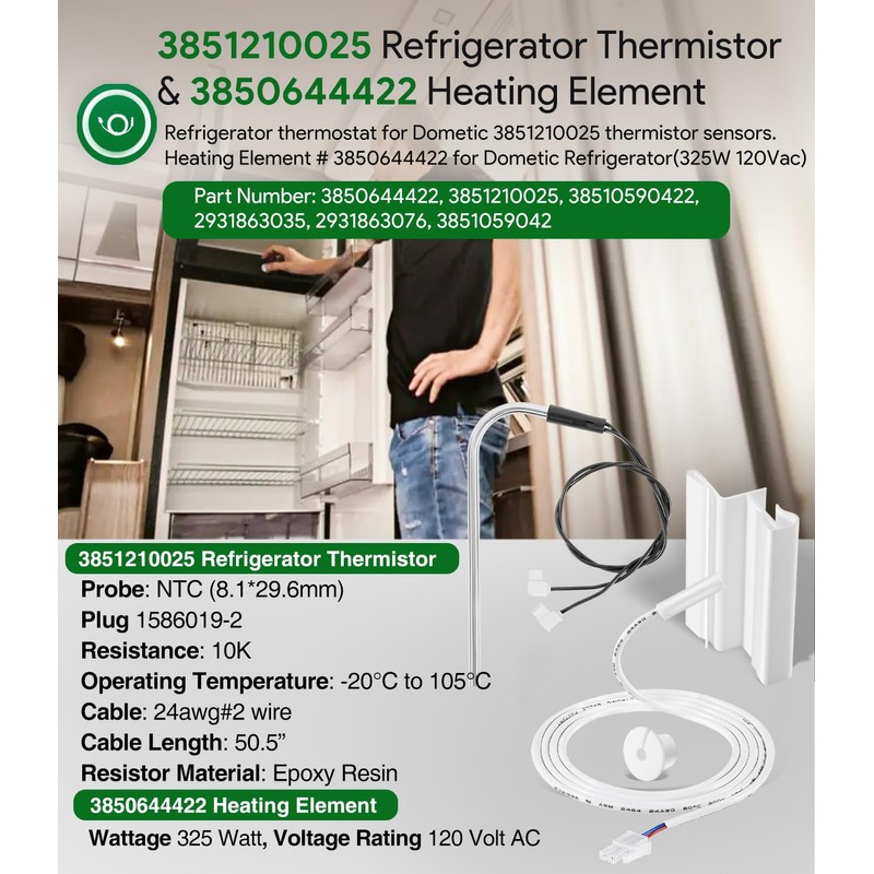 sixcow 3850644422 120V/325W Heating Element & 3851210025 Replacement RV Refrigerator