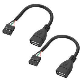 XMSJSIY USB 2.0 Female to Motherboard 9 Pin Header Adapter Cable USB Type A Port to Dupont 5 Pin Female Mainboard Data Cable Cord -10CM/3.9IN 2Pcs