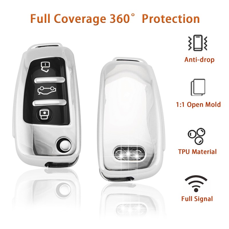 Koaudb Car Key Case Cover Fits, silver