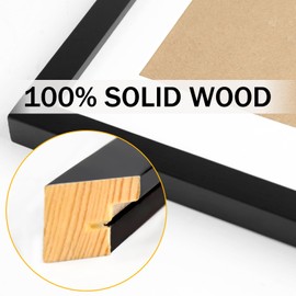 8x10 Double Picture Frame Black for Display Two 4x6 Pictures Made of Solid Wood for Wall Mounting and Tabletop Display