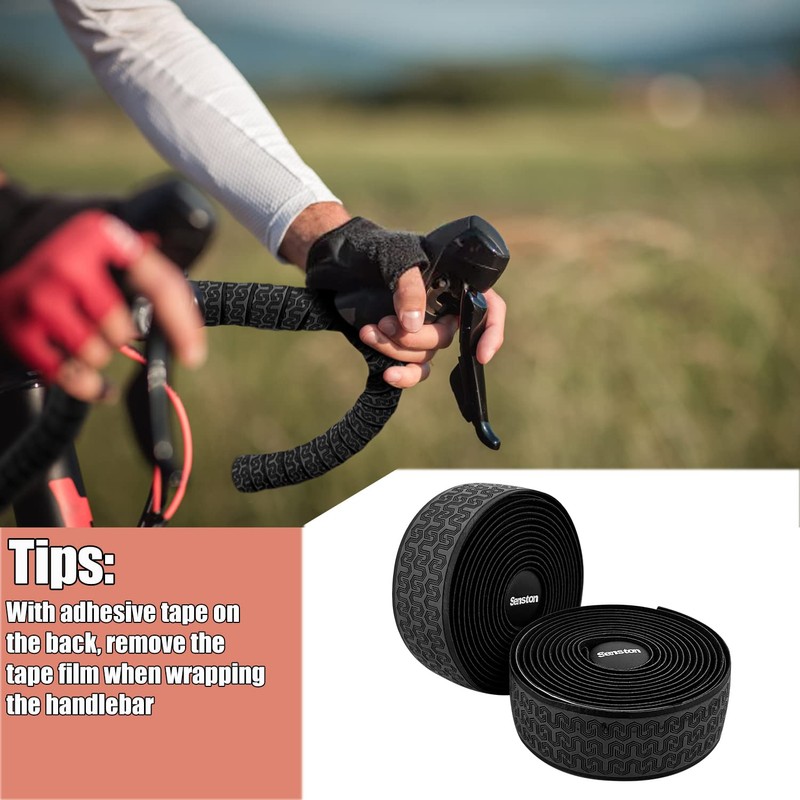 Senston Bike Handlebar Tape, Anti-slip, Shock-Absorbent Cycling Handle Grips, Nero