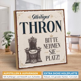 ARTFAVES® Wooden Sign with Saying - Holy Throne | Shabby Chic Sign Retro Vintage Decoration Gift | Bathroom, Toilet, Toilet | Size: 19 x 19 cm