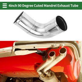 Motoforti 4" OD 90 Degree Mandrel Exhaust Tube with Bead Roll DIY Custom Car Modified Exhaust Pipe Tubing Piping 7.87" Length T304 Stainless Steel Pipe Silver Tone