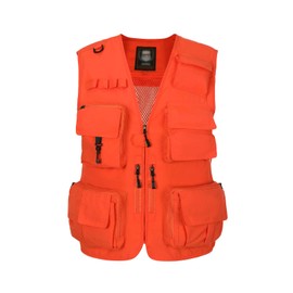 Hbufnha Hunting Vest Blaze Orange Hunter Safety Vest with Multi Pocket for Fishing Travel Photo 02-OR-3XL
