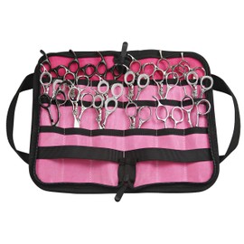 Waxed Canvas Hair Scissors Case 18 Slots Hairstylists Gift Salon Barber Scissors Holder Hairdresser Tool Organizer (Military Green)