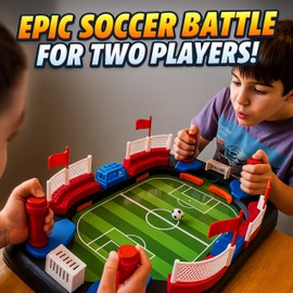 Soccer Board Game for Kids: Table Top Foosball Game for 3 4 5 6 7 8-12 Year Old Kids - Interactive Soccer Gift - Mini Football Table Game with Goal Bell, Score Counter & 6 Balls - Easy Set-up Gift