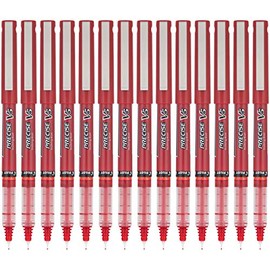 PILOT Precise V5 Stick Liquid Ink Rolling Ball Stick Pens, Extra Fine Point (0.5mm) Red, 14-Pack (15409)