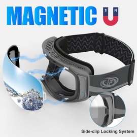 findway Ski Goggles,Snowboard Goggles for Men Womens Ladies Skiing Goggles Over the Glasses,Silver Snowboarding Goggles Magnetic Interchangeable Spherical Lens OTG