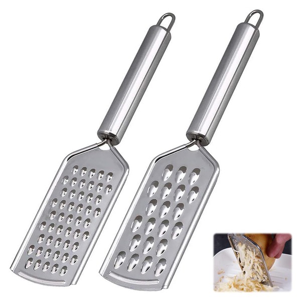 Graters for Kitchen with Handle 2pcs Cheese Grater for Quick and Efficient Grating Hand Grater Kitchen Grater Fine Grater Ideal for Cheese Lemon Ginger Garlic Nutmeg Chocolate Vegetables Fruits
