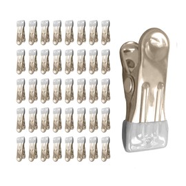 LOYONAL Metal Clothes Pegs For Washing Line Strong - 40 Stainless Steel Clothes Pegs - With Rubber Coating No Mark Washing Pegs - Heavy Duty Clothes Pegs For Laundry Drying (Grey)