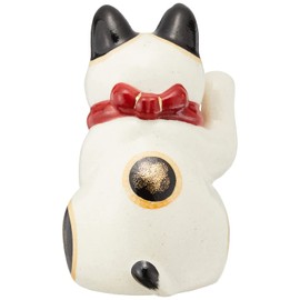 Yakushi Kiln 7854 Ceramic Chrysanthemum Flower Maneki Neko Maneki Neko Right Hand Raised Large, Height 6.3 inches (16 cm), Red, Made in Japan