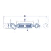 Hook to Eye Turnbuckle Galvanised Open Body Straining Screws x4