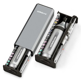 32 pcs Ratcheting Screwdriver Set - PHYONEER Multibit Screwdriver Portable for Travel, Multi-Function Milwaukee Impact Magnetic Storage Screwdriver Tool Kit with Aluminum Handle