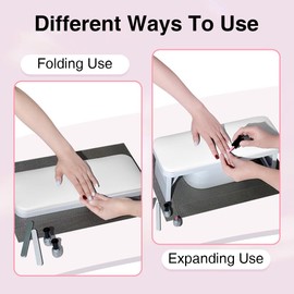 CHAOEEMY Nail Arm Rest,Foldable Manicure Hand Rest,PU Leather Nail Hand Pillow for Acrylic Nails Cushion,Nail Arm Rest for Nail Tech Manicure Salon Home,White