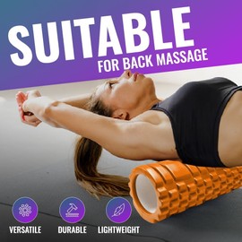Sports Fitness Yoga Massage Tool Foam Roller Pilates Physio Exercise, Muscle Body Massager Trigger Point Rollers Massage Roller for Legs, Back and Arms Pilates & Runners (Orange)