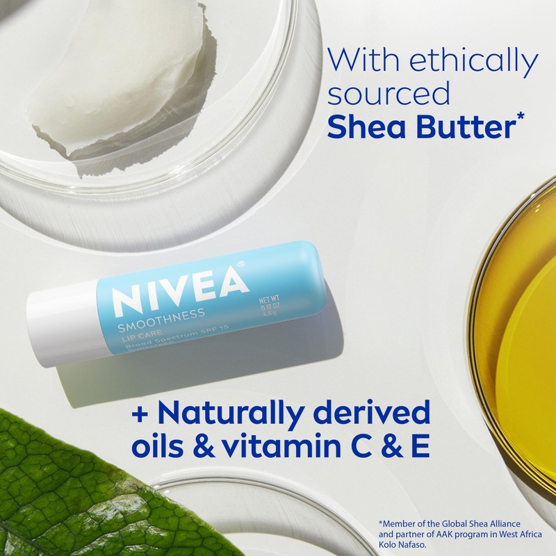 NIVEA Smoothness Lip Care, Sunscreen Lip Balm with SPF 15
